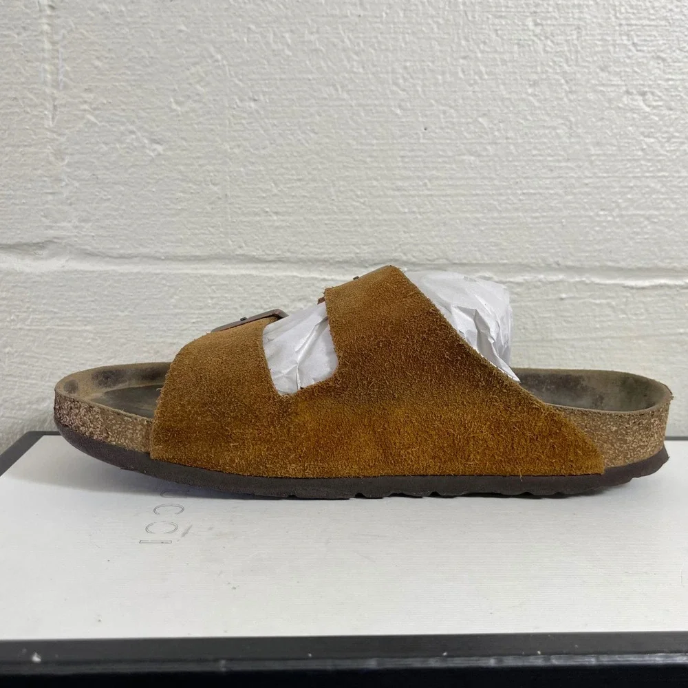 Birkenstock Arizona Brown Suede Sandals Slide Slip On Women's 39 EU/8 US Wide